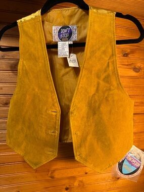 Vintage DON'T STOP Kids Mustard Yellow Leather Vest